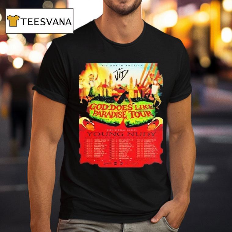 Young Nudy God Does Like Paradise Tour 2025 North America Cities Dates Shirt